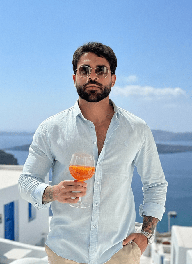 Camisa Linen Azul Bebê Masculino Linho - Per Pochi