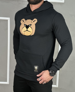 Moletom Canguru Preto Masculino Com Estampa em Urso Na Frente - Kreta Clothing