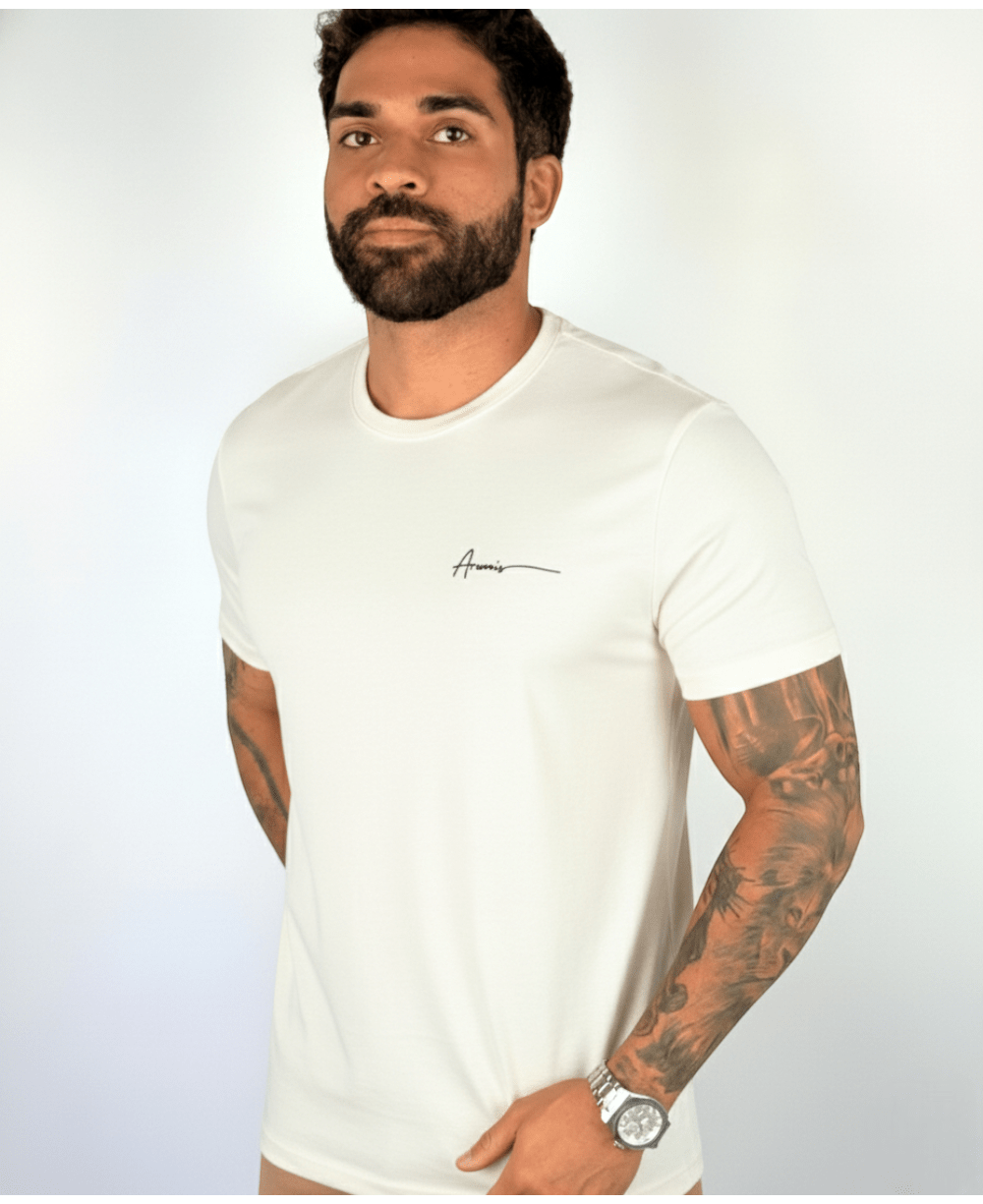 Camiseta Masculina Off White Malha Regular - Aramis