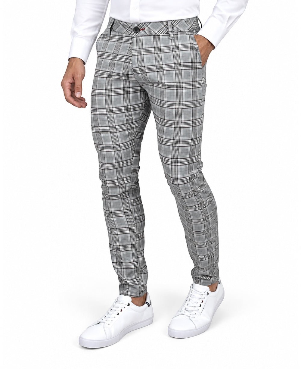 Calça Alfaiataria Cinza Masculina Xadrez - Paladho´s Jeans