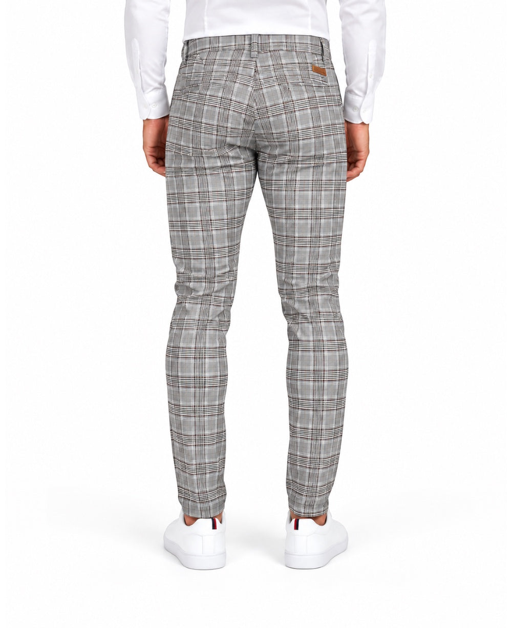 Calça Alfaiataria Cinza Masculina Xadrez - Paladho´s Jeans