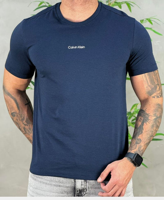 Camiseta Azul Marinho Masculina Malha Flamê - Calvin Klein