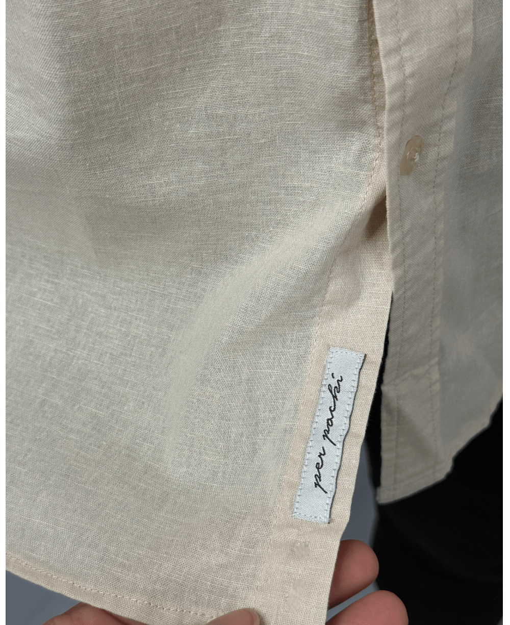 Camisa Linen Areia Masculino Linho- Per Pochi
