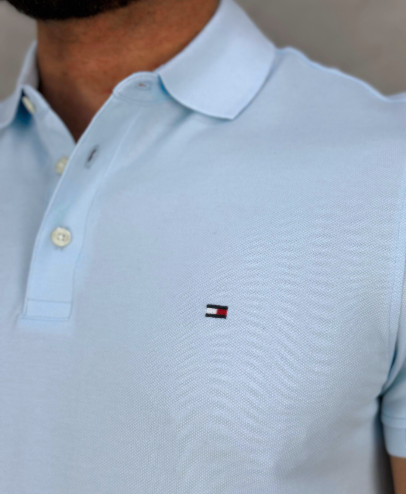Camisa Polo Azul Claro Masculina 1985 Slim Fit - Tommy Hilfiger