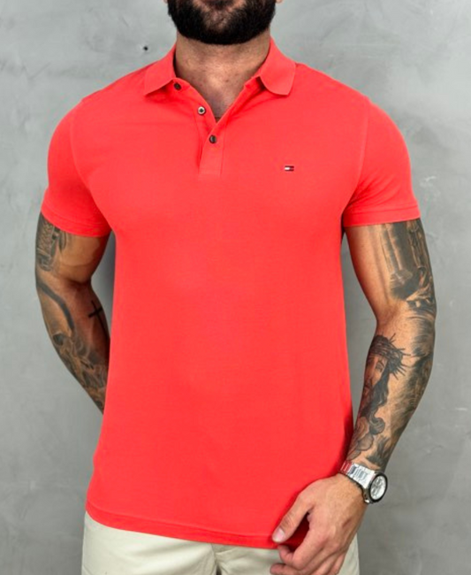 Camisa Polo Coral Masculina 1985 Slim Fit - Tommy Hilfiger