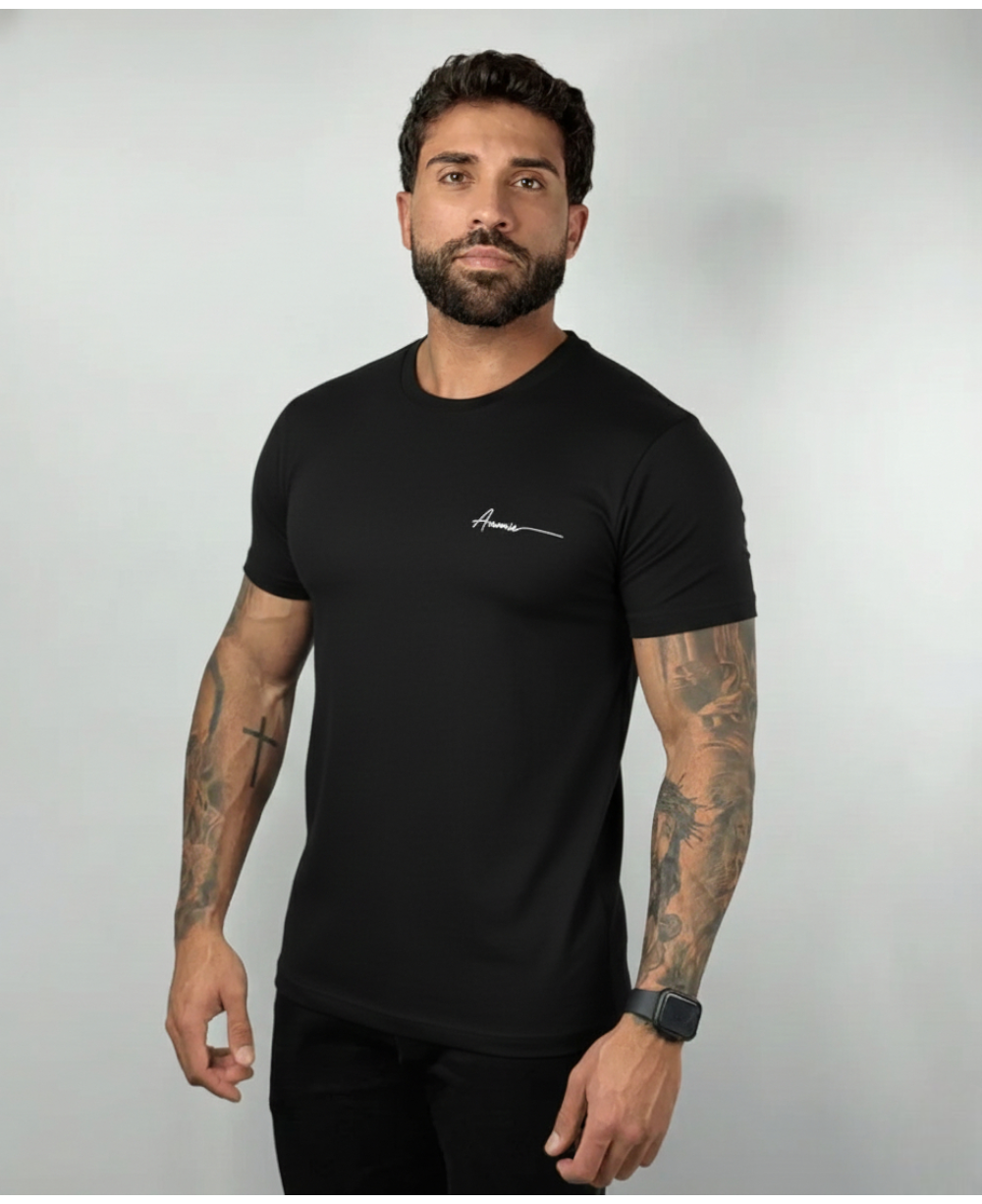 Camiseta Masculina Preto Malha Regular - Aramis