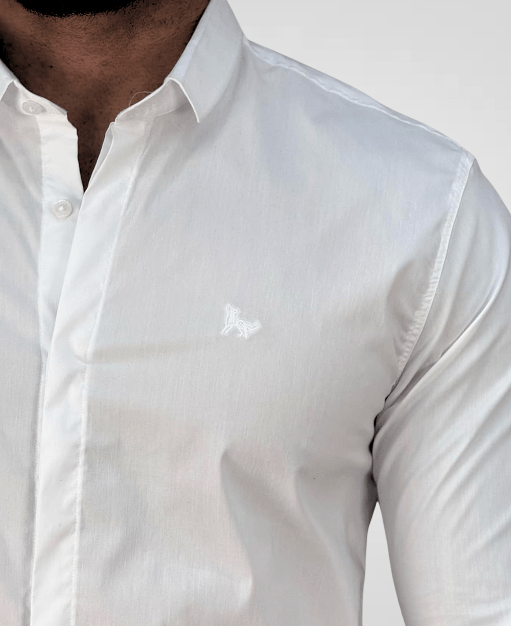Camisa Social Branco Masculina Acetinada - Per Pochi