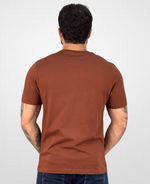 Camiseta Marrom Script Logo Masculina Regular Fit - Tommy