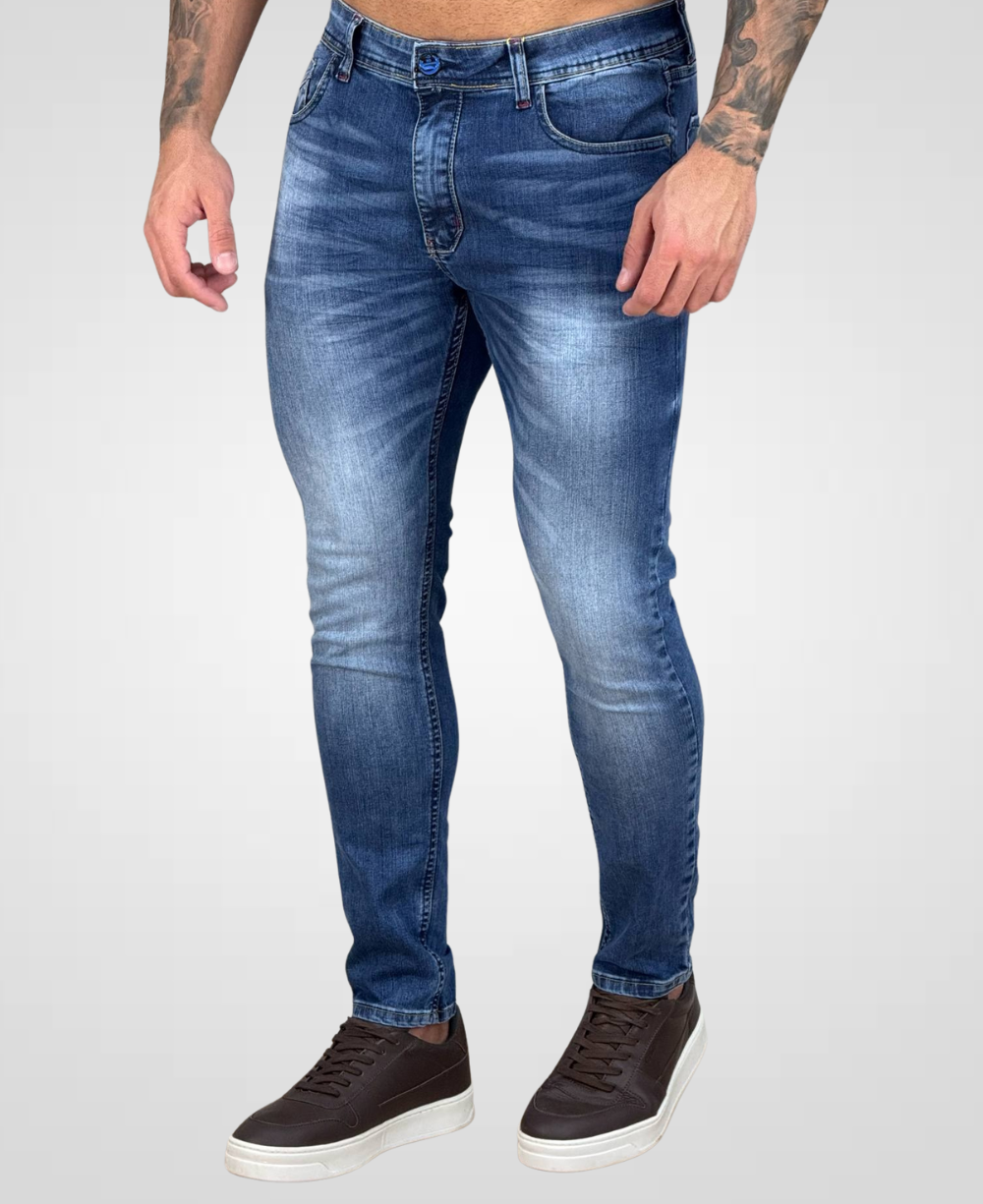 Calça Jeans Mescla Azul Masculina Super Skinny - City Denim
