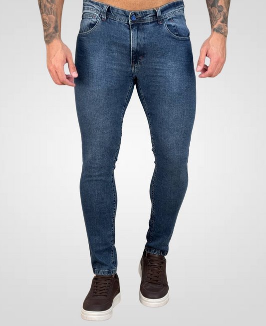 Calça Jeans Mescla Escura Masculina Super Skinny - City Denim