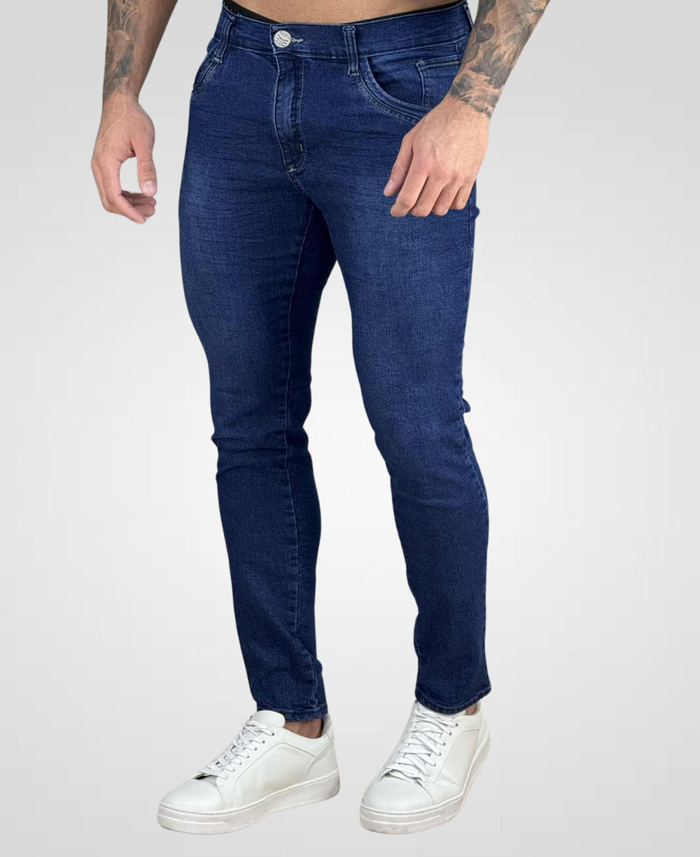Calça Jeans Marinho Masculina com Lycra - Rota 77