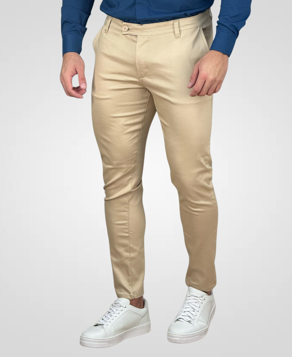 Calça Alfaiataria Bege Masculina Transpassado - Per Pochi