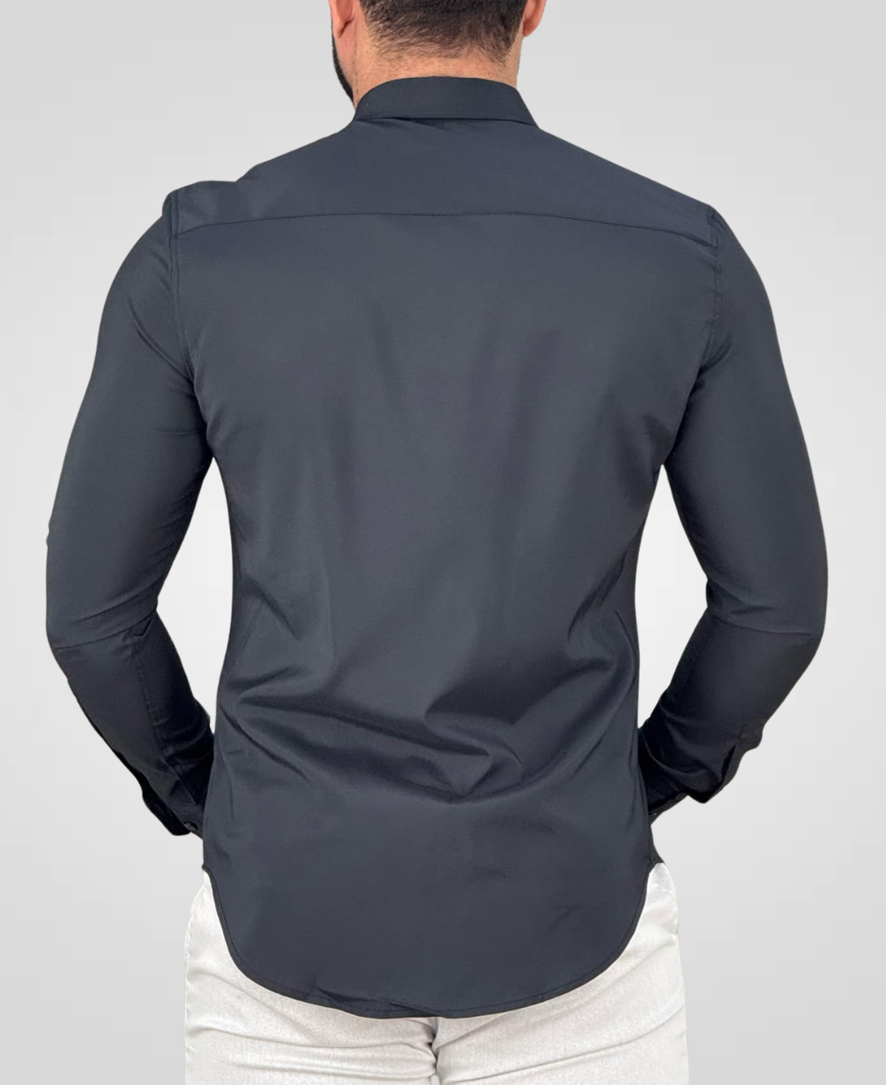 Camisa Social Preto Masculina Tecnológica - Per Pochi
