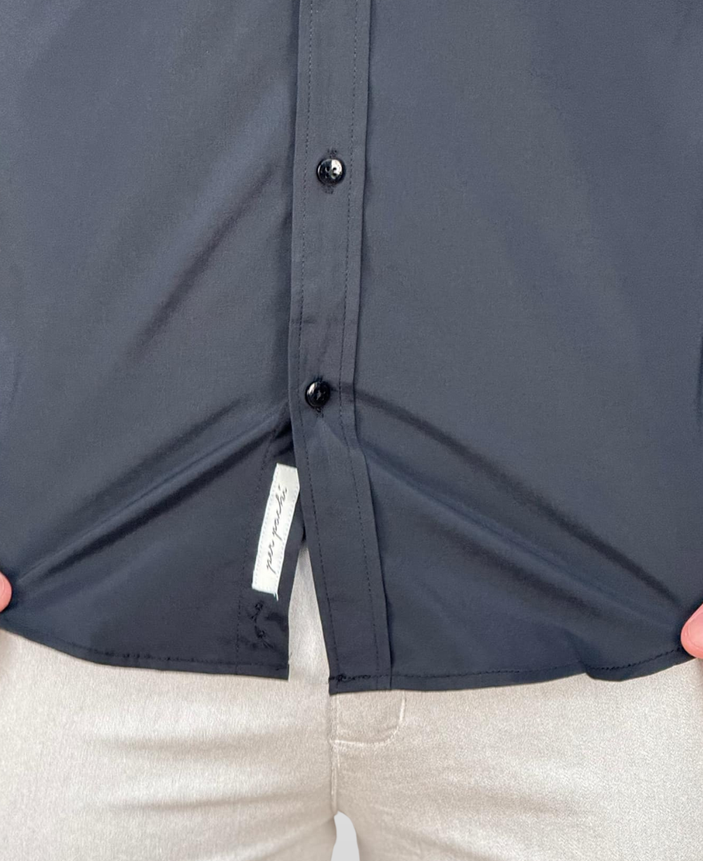 Camisa Social Preto Masculina Tecnológica - Per Pochi