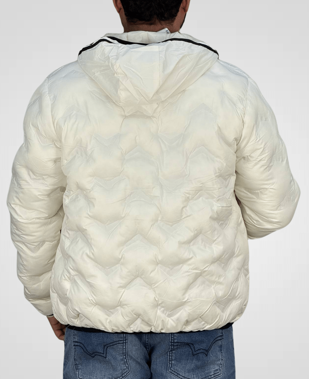 Jaqueta Puffer Branco Com Touca Masculina - Rock & Soda