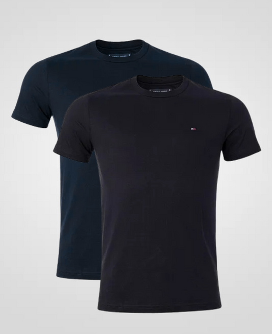 Kit 2 Camisetas Azul Marinho e Preto Masculino Pima - Tommy Hilfiger