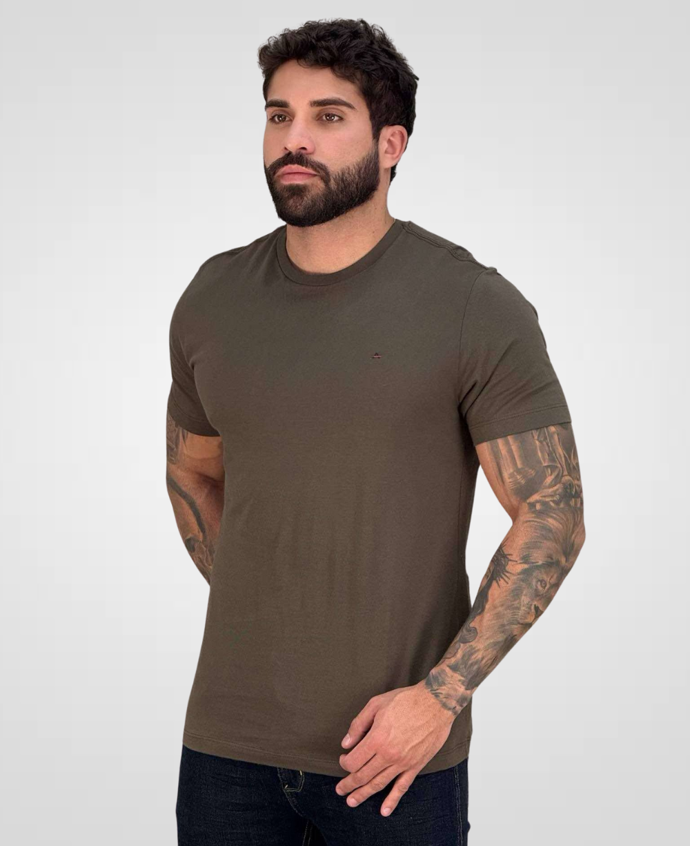 Camiseta Marrom Masculina Malha Regular - Aramis