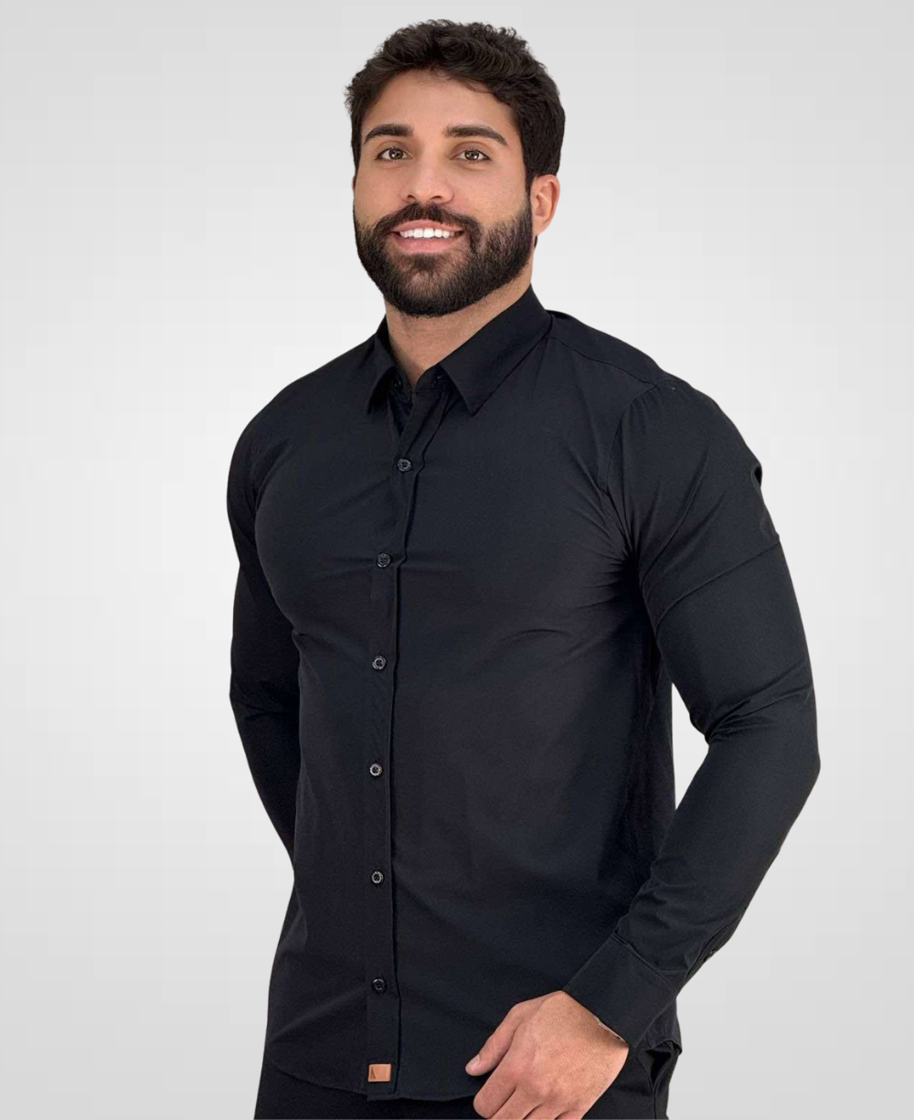 Camisa Social Preto Tecnológica Impermeável-Paladho's