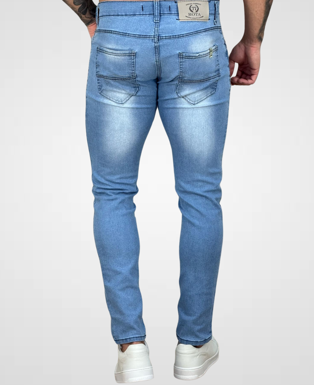 Calça Jeans Estonado Masculina Lisa Skinny - Rota 77