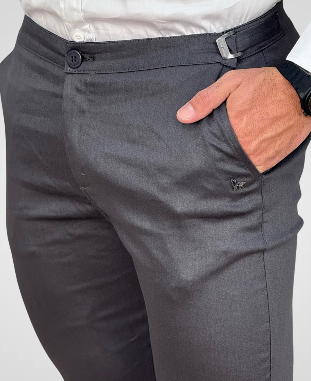 Calça Alfaiataria Cinza Masculina Com Regulagem - Per Pochi