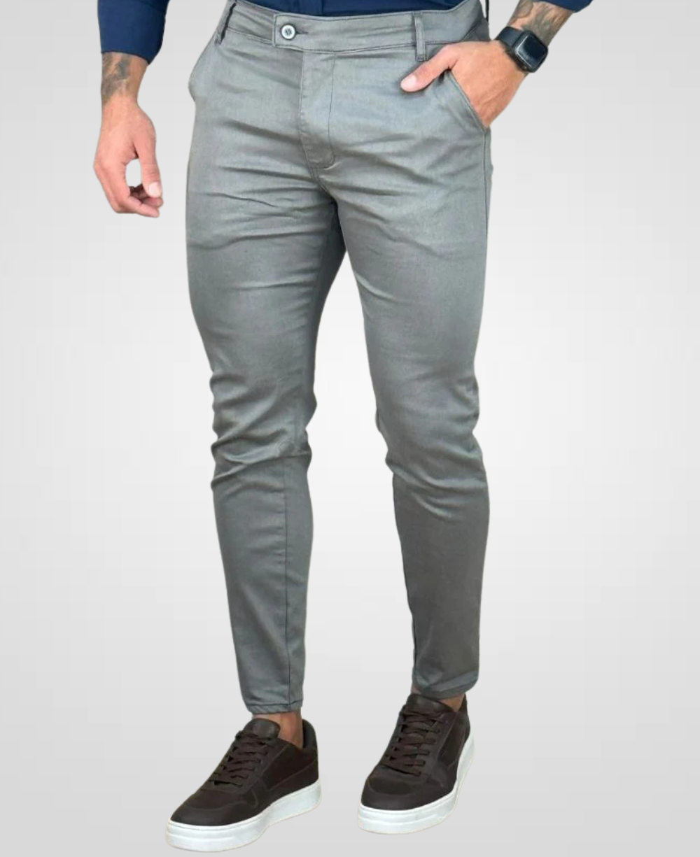 Calça Alfaiataria Cinza Claro Masculina Skinny - Truehero