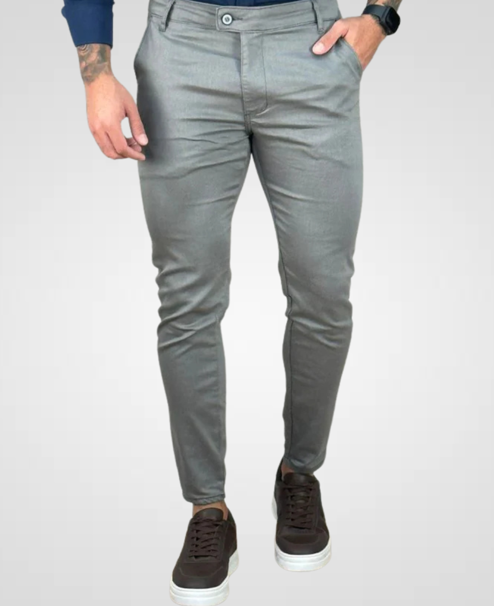 Calça Alfaiataria Cinza Claro Masculina Skinny - Truehero