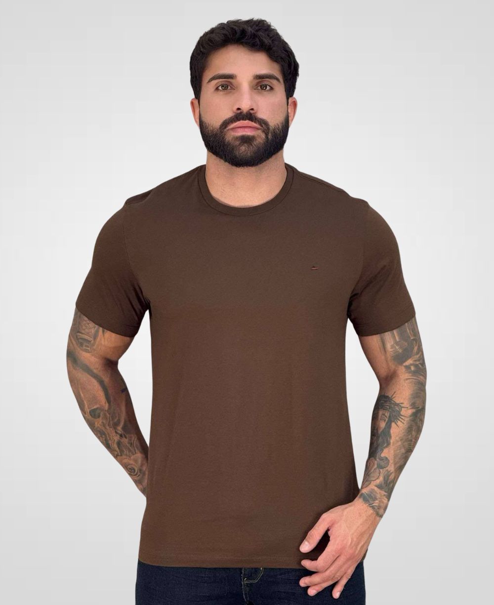 Camiseta Chocolate Masculina Malha Regular - Aramis