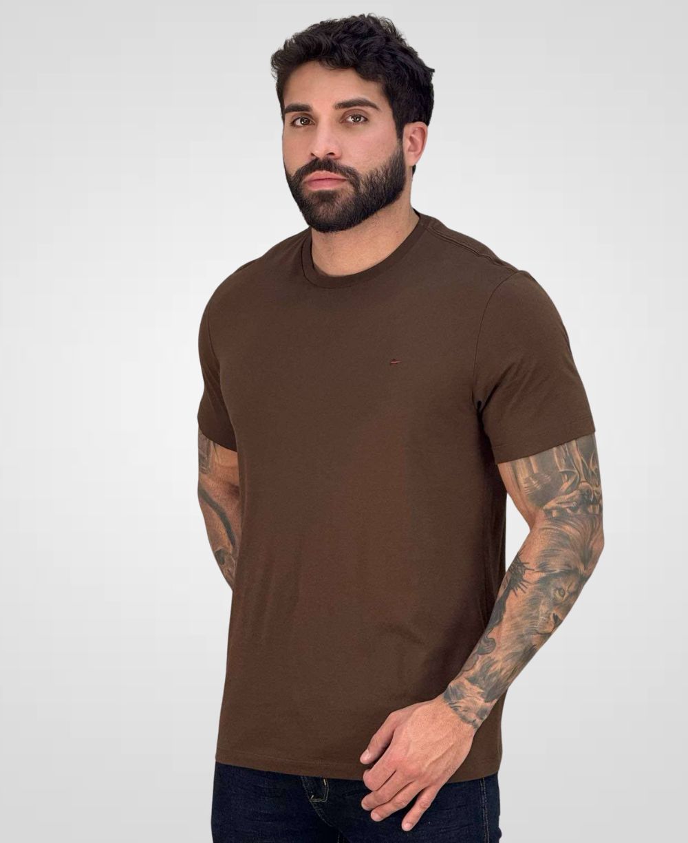 Camiseta Chocolate Masculina Malha Regular - Aramis