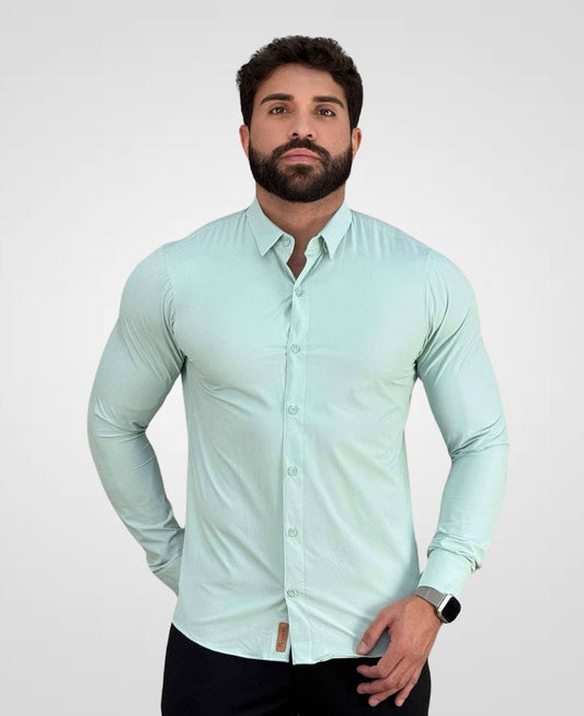 Camisa Social Verde Agua Tecnológica Impermeável-Paladho's