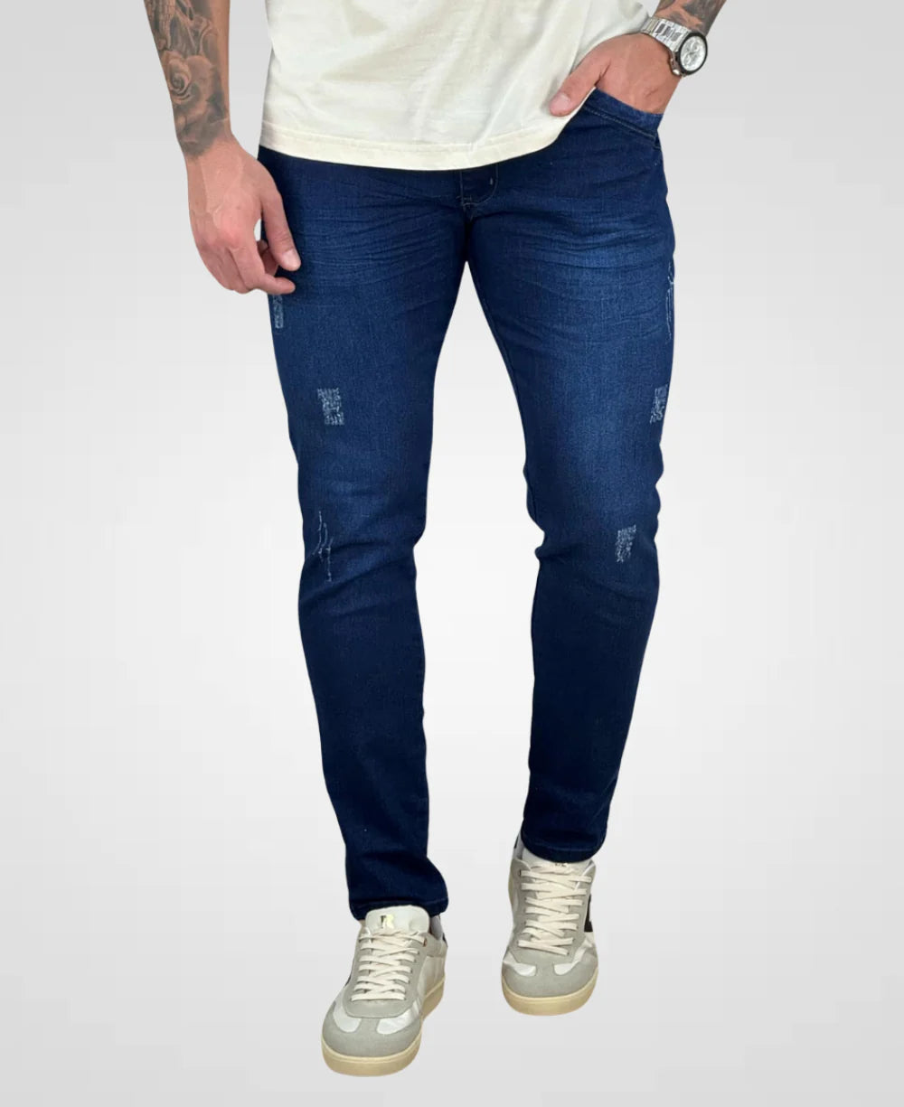 Kit 2 Calças Jeans Estonado e Rasgado  Masculino Skinny - Rota 77