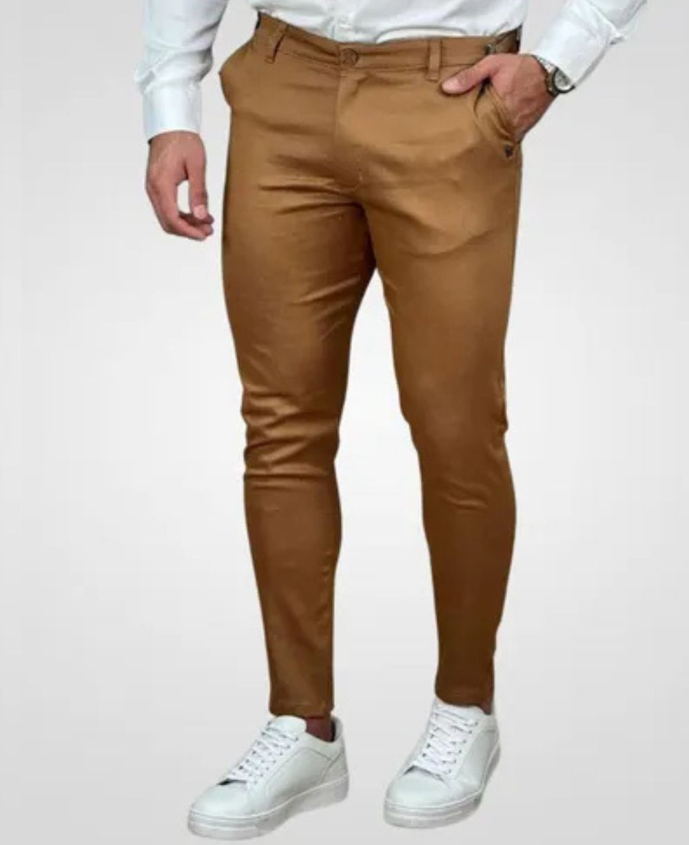 Calça Alfaiataria Caramelo Masculina Regulagem - Per Pochi