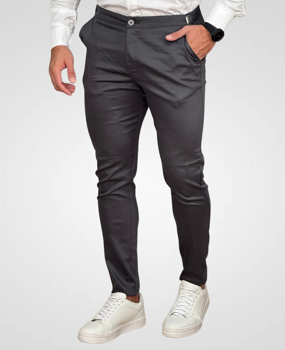 Calça Alfaiataria Cinza Masculina Com Regulagem - Per Pochi