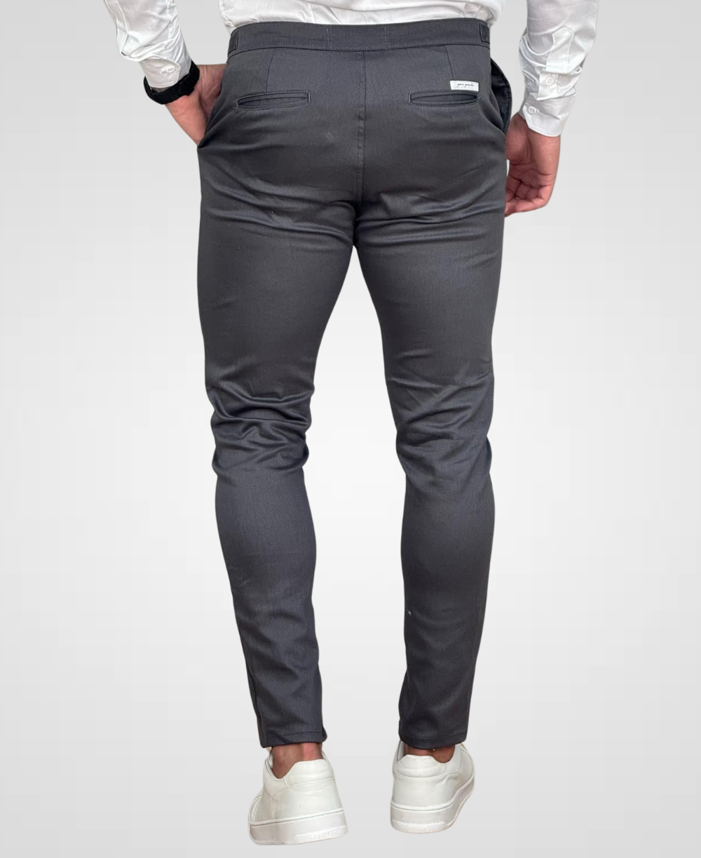 Calça Alfaiataria Cinza Masculina Com Regulagem - Per Pochi