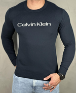 Suéter Azul Marinho Masculino Com Logo Da Marca No Peito - Calvin Klein
