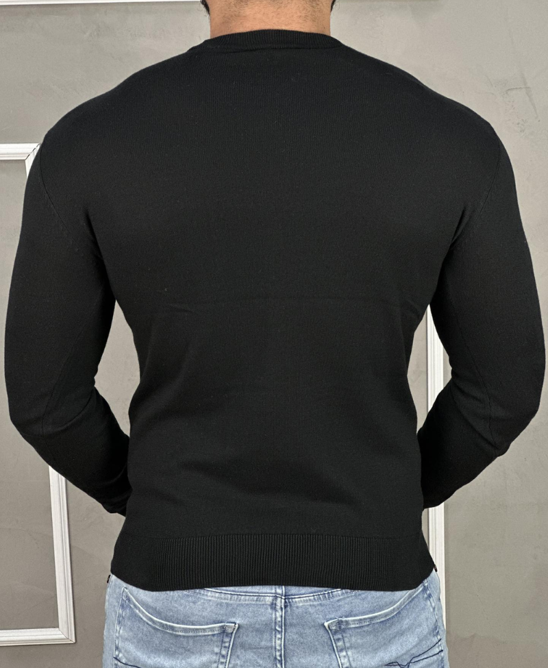 Suéter Preto Masculino Com Logo Da Marca No Peito - Calvin Klein