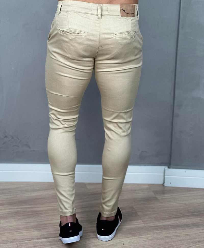 Calça Alfaiataria Bege Masculina Super Skinny  - Jay Jones
