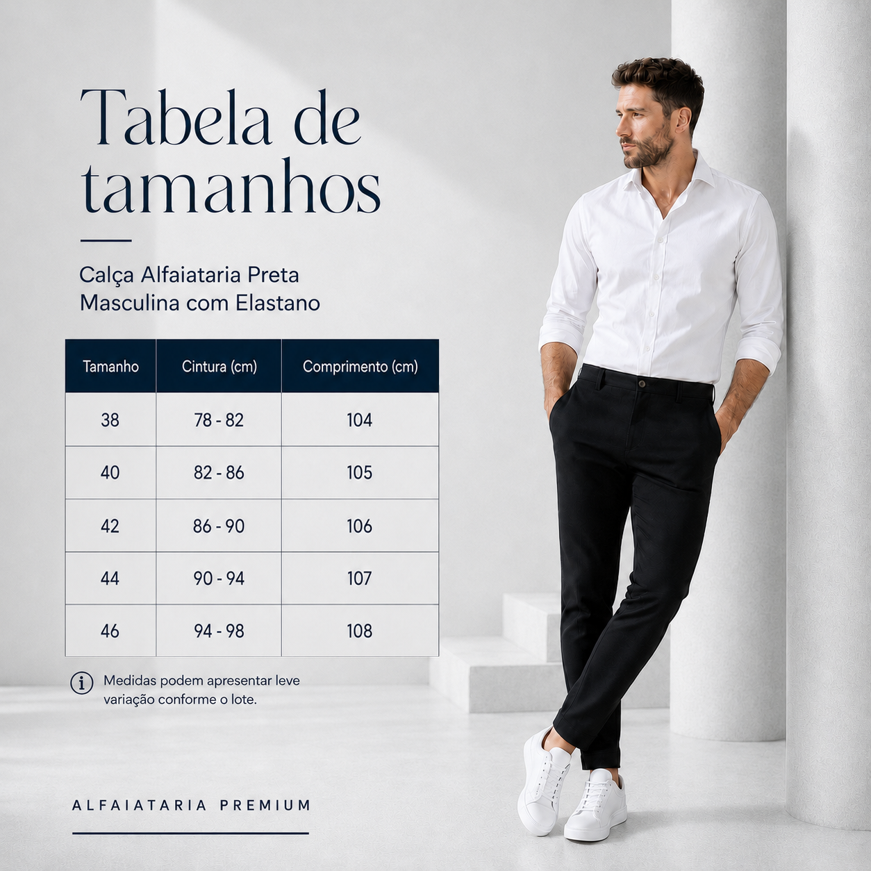 Calça Alfaiataria Azul Marinho Masculina Com Lycra - Rota77