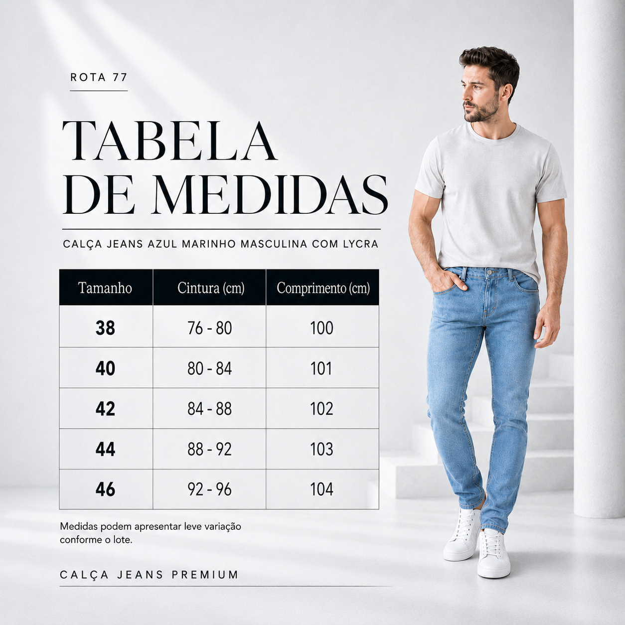Calça Jeans Azul Médio Masculina - Rota 77