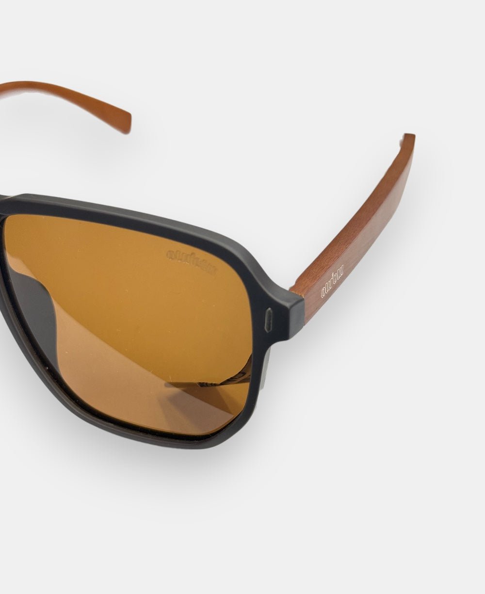 Óculos de Sol Marrom Masculino Aviador com Hastes em Bambu - Olu'Olu Sunglass