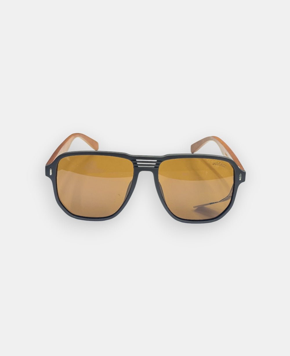 Óculos de Sol Marrom Masculino Aviador com Hastes em Bambu - Olu'Olu Sunglass