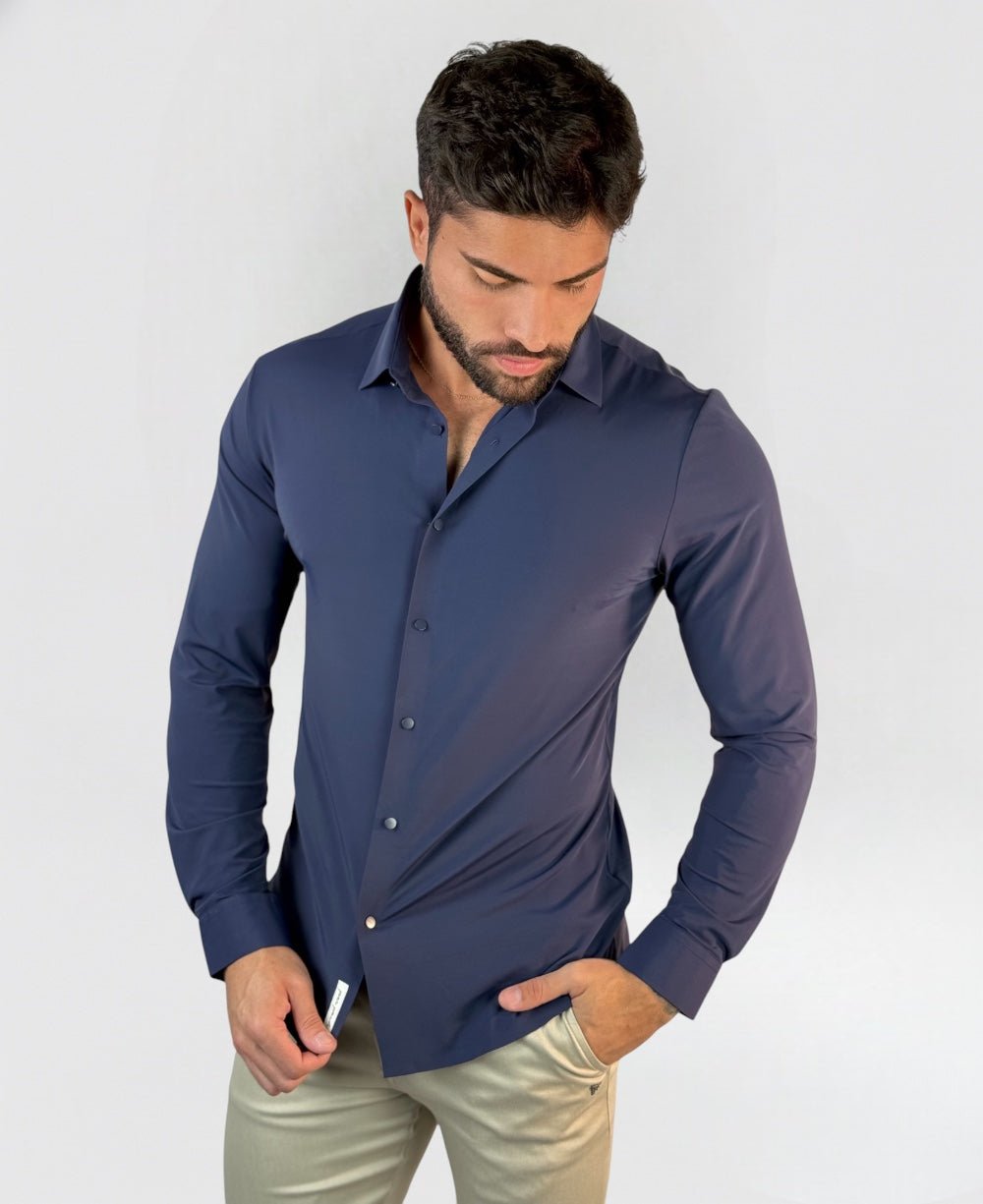 Camisa Manga Longa Tech Poliamida sem Costura Azul Marinho - Per Pochi