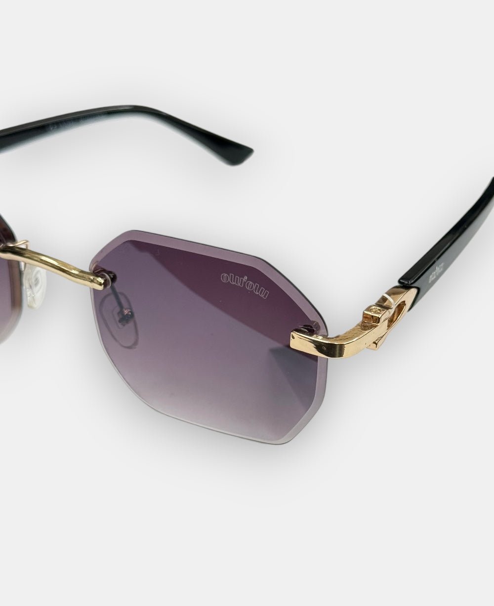 Óculos de Sol Dourado Masculino Lente Escura e Haste Preta - Olu'Olu Sunglass