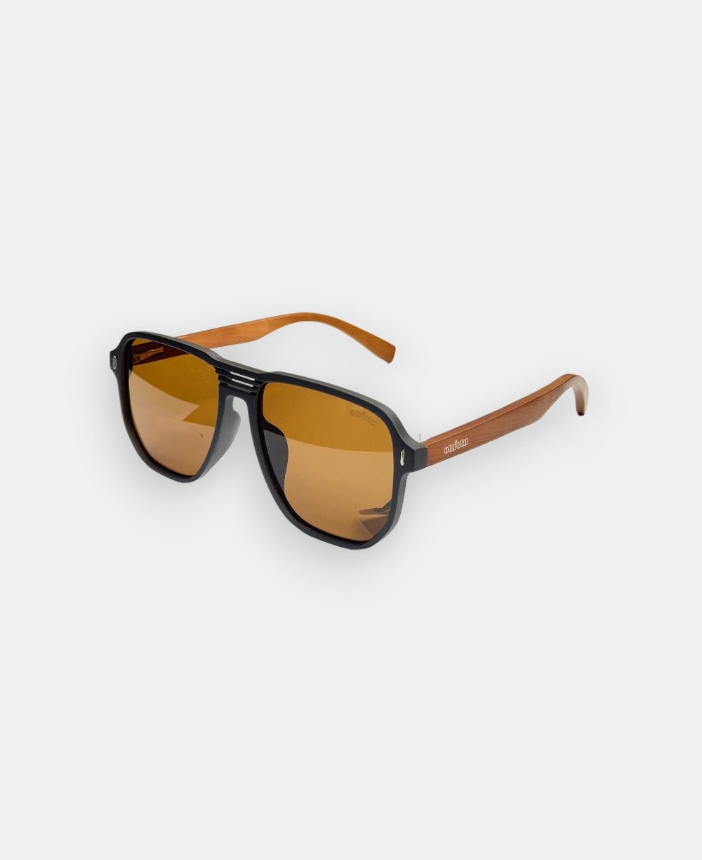Óculos de Sol Marrom Masculino Aviador com Hastes em Bambu - Olu'Olu Sunglass