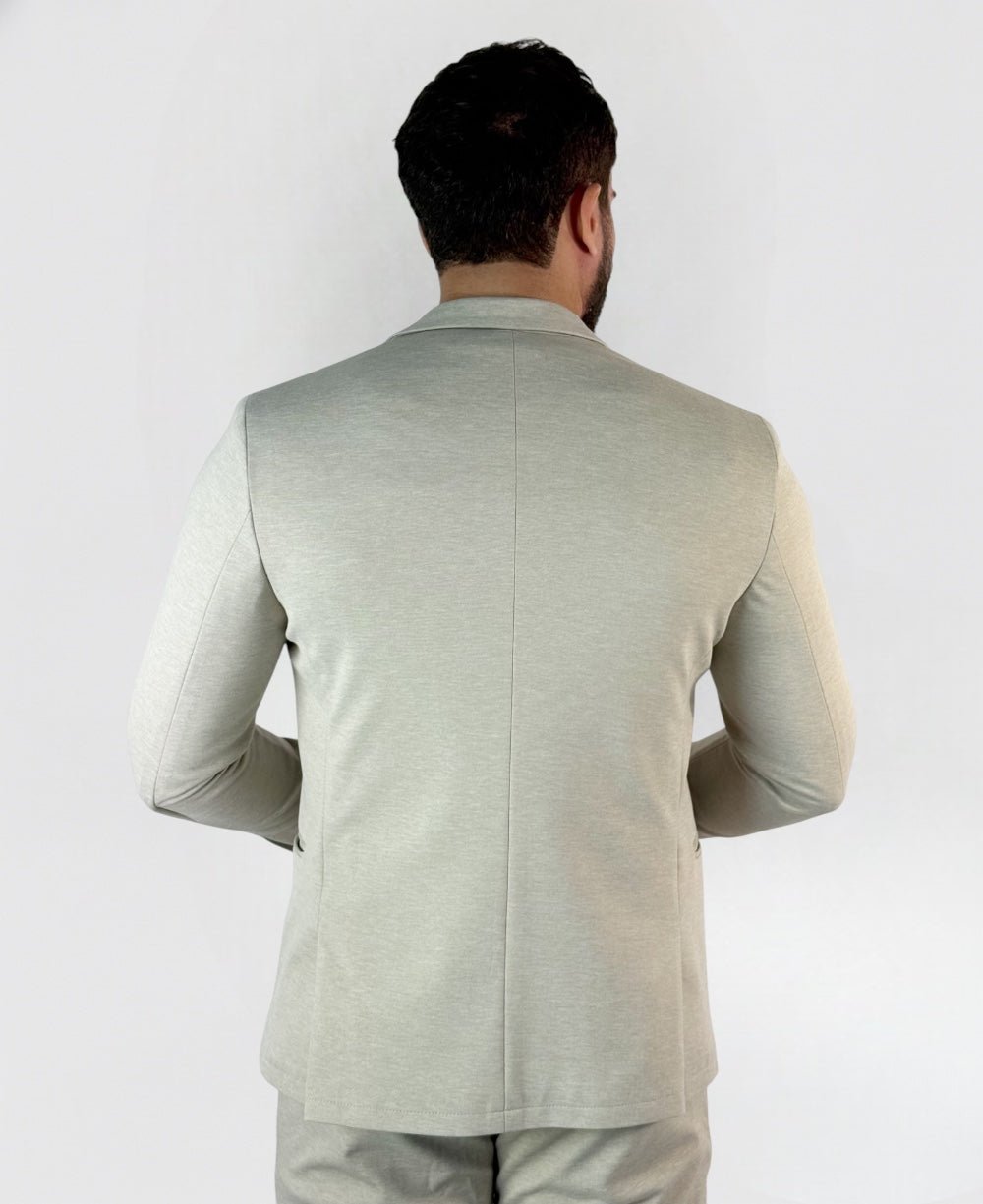 Blazer Malha Piquet Areia Claro Slim - Guilherme Soul