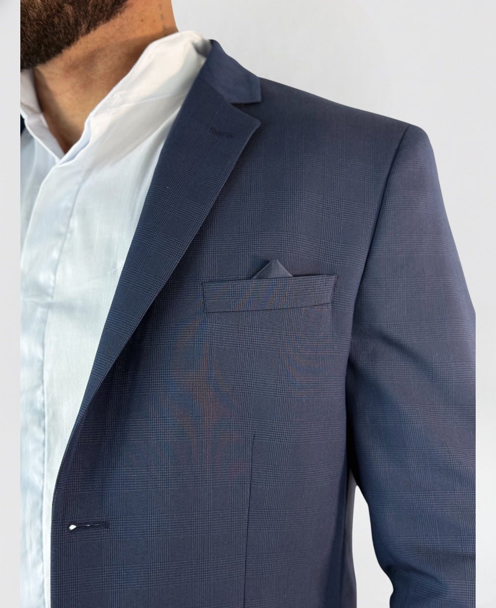 Blazer Alfaiataria Xadrez Marinho Slim - Guilherme Soul