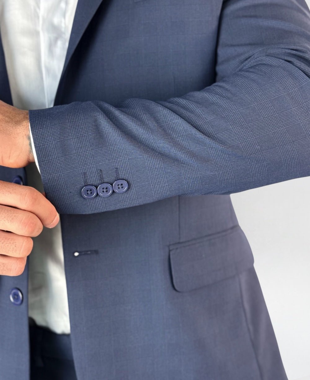 Blazer Alfaiataria Xadrez Marinho Slim - Guilherme Soul