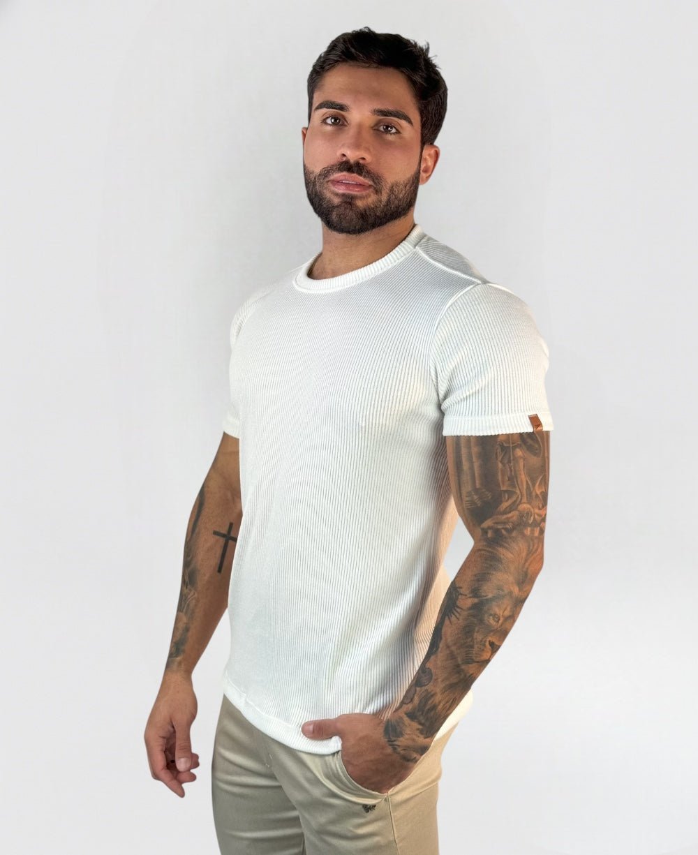 Camiseta Manga Curta Off White Masculina Canelada - Paladho's Jeans Wear