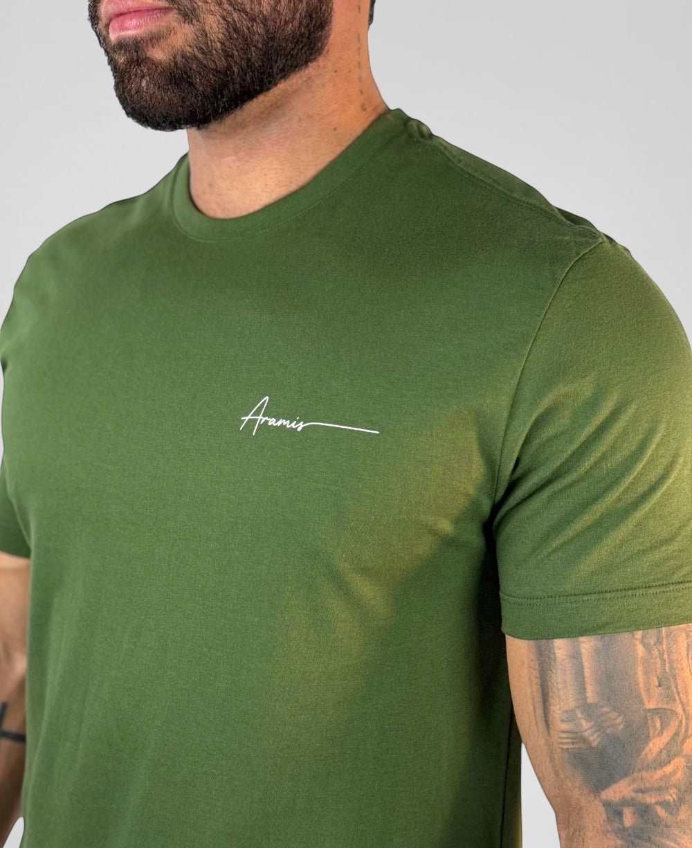 Camiseta Masculina Verde Musgo Malha Regular - Aramis