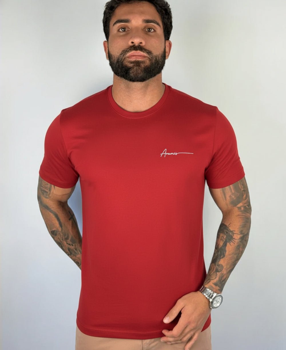Camiseta Masculina Vermelho Malha Regular - Aramis