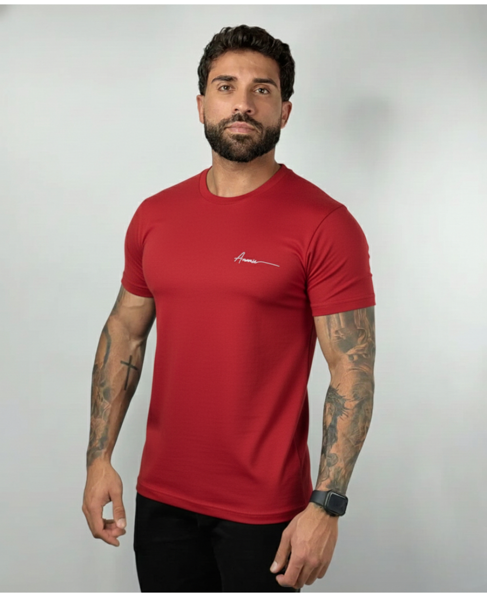 Camiseta Masculina Vermelho Malha Regular - Aramis